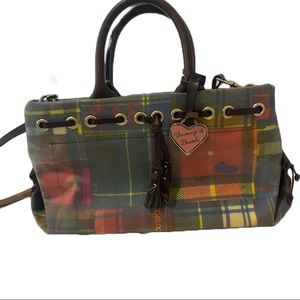 Dooney & Bourke Plaid Madras Ladybug Tassel Tote Bag